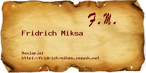 Fridrich Miksa névjegykártya